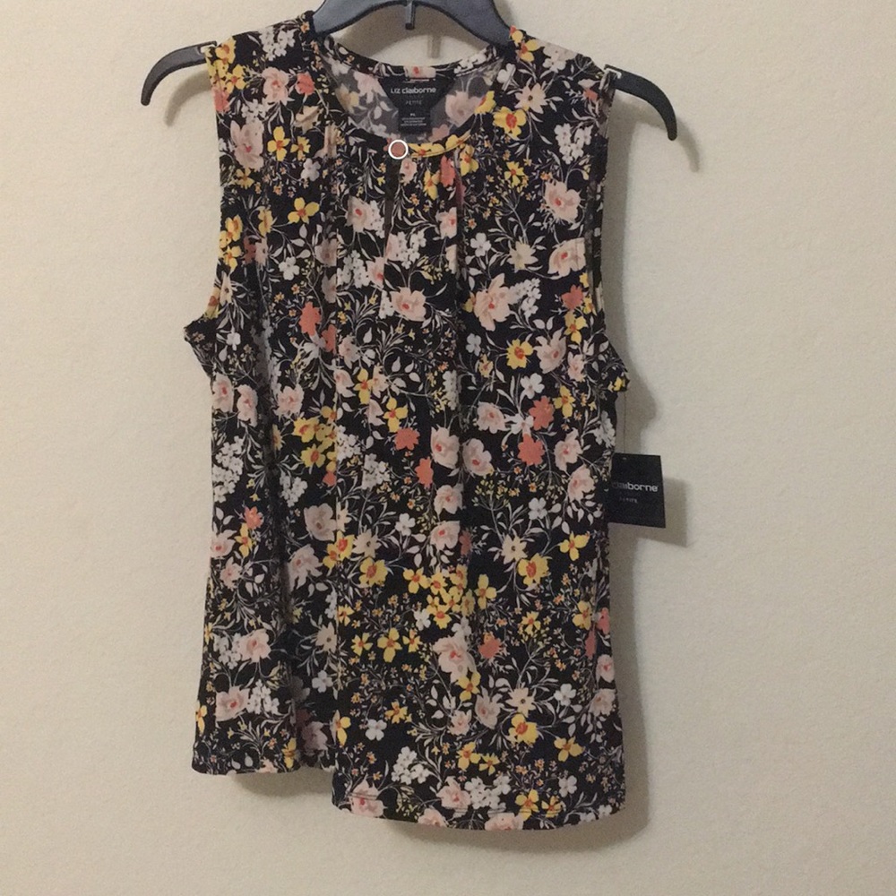 Liz Claiborne Career Petite PL blouse top  Floral - Picture 3 of 6